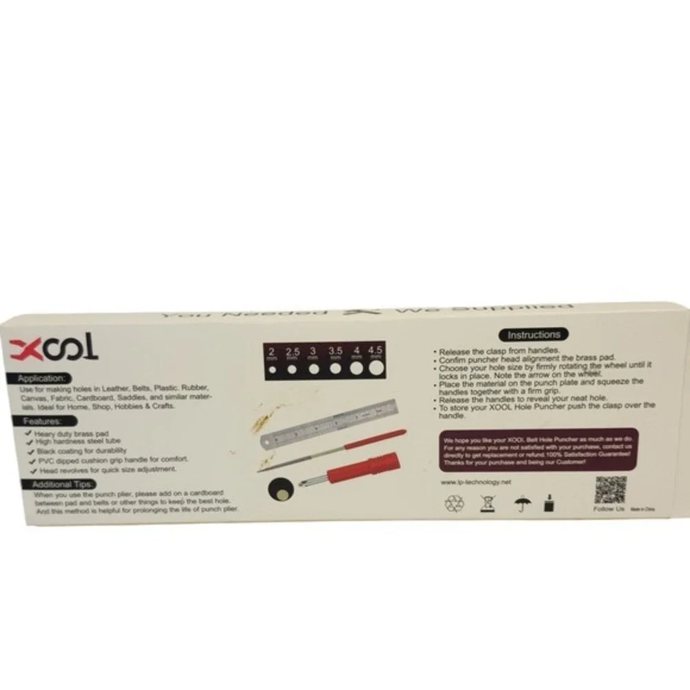 Xool Revolving Hole‎ Punch Pliers Tool Kit Red Black XL0028 Leather Belt Craft